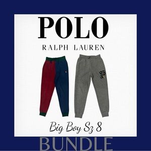 Ralph Lauren Fleece Letterman P-Patch/Color Blocked Jogger sweatpants Bundle Sz8